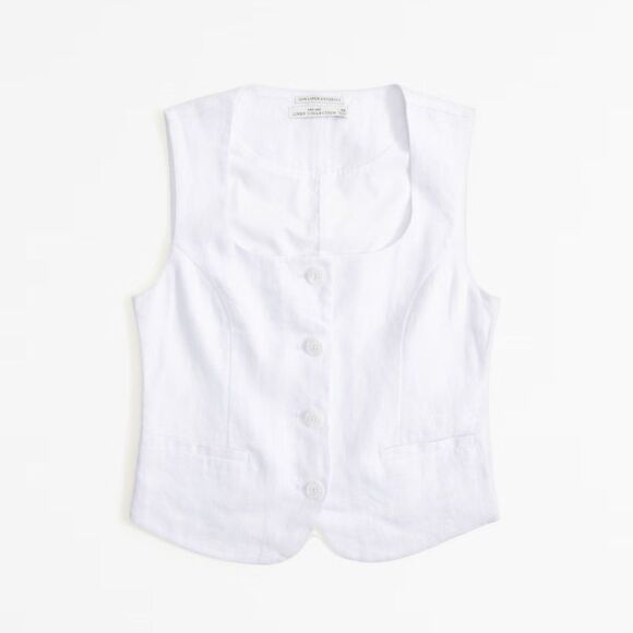 Abercrombie & Fitch Tops - Abercrombie & Fitch White Linen Button Vest